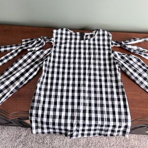 Glamorous Black and White Gingham Top with Back Zip